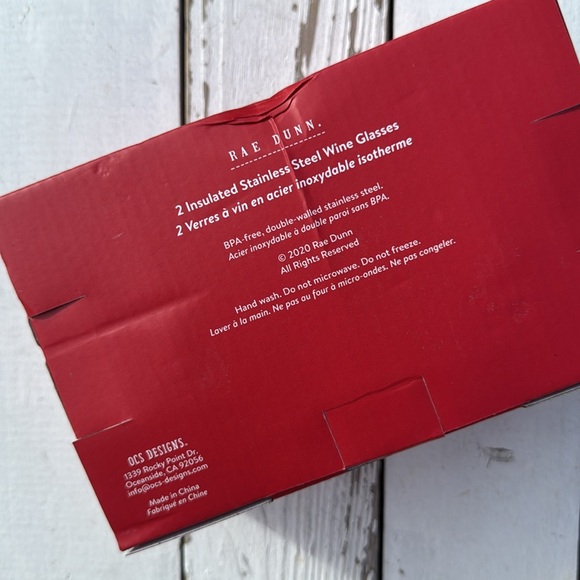 Rae Dunn Two Insulated Wine Glasses and Sign NWT - Picture 3 of 5